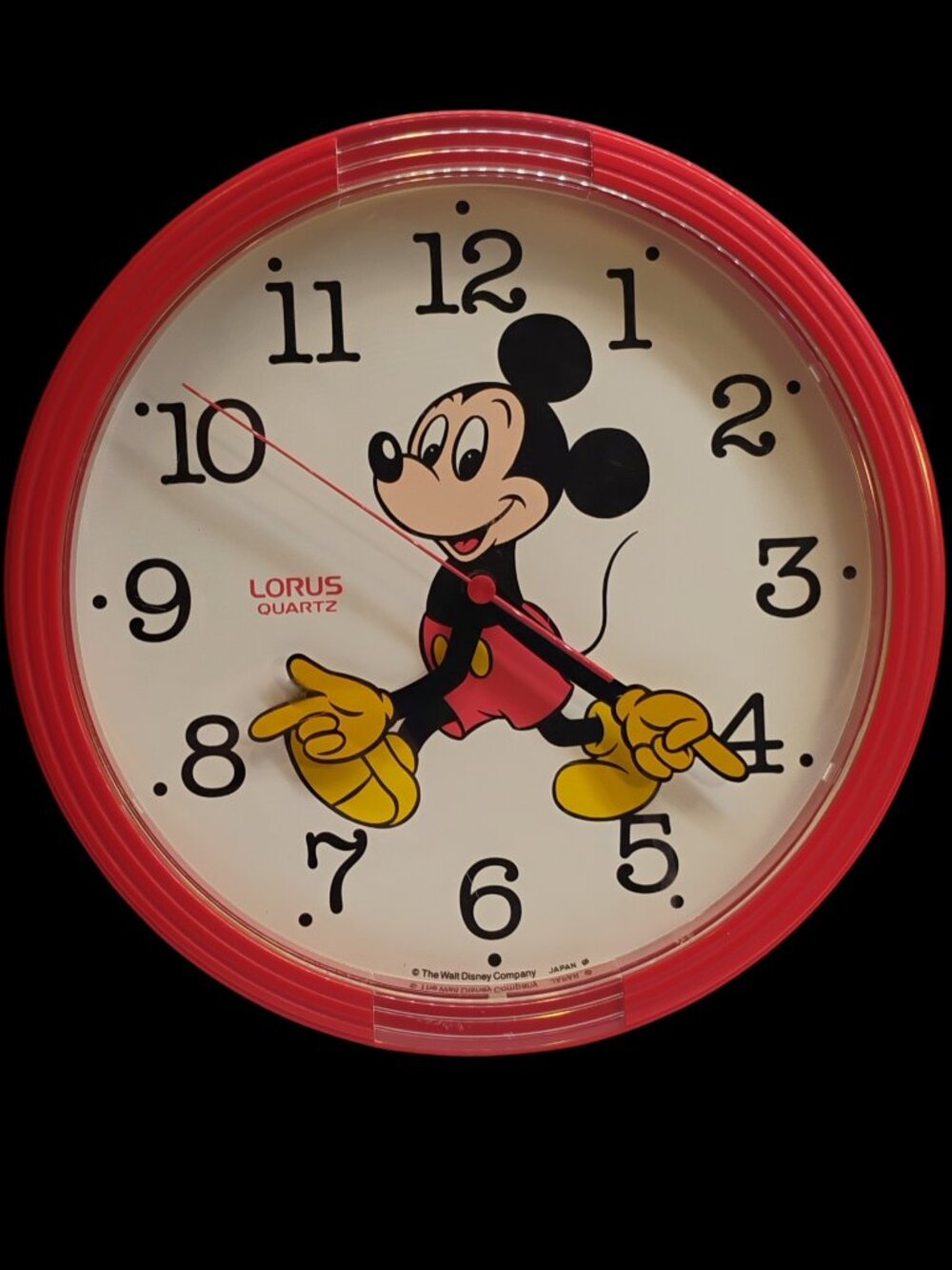Vintage Disney Mickey Mouse Loras Quartz Wall Clock Retro Decor